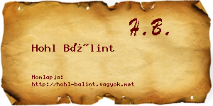 Hohl Bálint névjegykártya